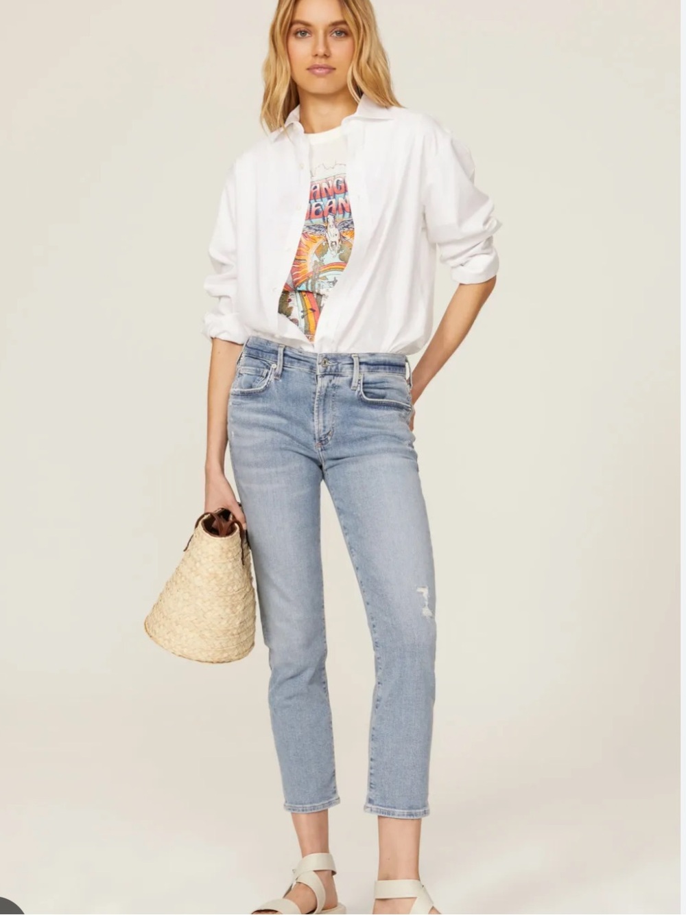 Citizens Of Humanity Light Blue Skinny Jeans with Distressing